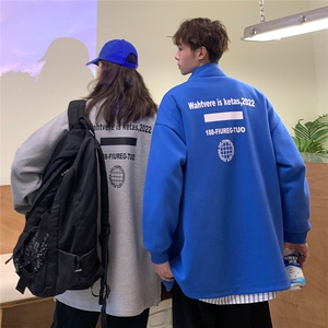 EQ01春季新款男女休闲百搭港风开衫立领夹克卫衣情侣装外套潮P70