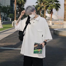 日系POLO衫男短袖夏季简约潮牌cityboy情侣宽松重磅t恤H138-2/P28，男装T恤，星座506