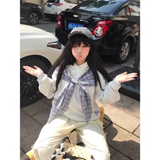 美式小众设计感格子披肩卫衣女复古高街上衣外套男LHT2333-P47，女装短外套，星座1008
