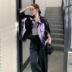 韩版复古显瘦牛仔外套女2025春秋季新款超好看气质显瘦设计感夹克，女装短外套，2C090