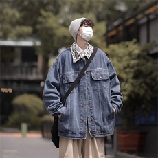 潮流牛仔外套男港风拼色翻领工装夹克春季潮牌痞帅上衣JK927-P68，男装夹克，星座1103-3