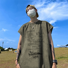 量大优供视频得物直播品230克夏季麂皮绒背心无袖T恤BJ352，男装背心/马甲，电商A486