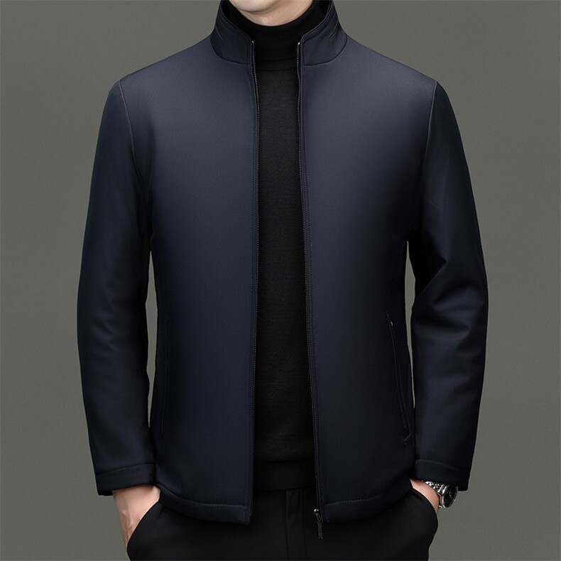 秋冬夹克衫加绒立领夹克男中老年爸爸装简约保暖休闲外套棉服男装,男装夹克,钱塘6003（原4033）