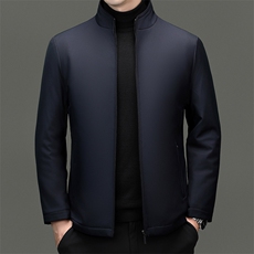 秋冬夹克衫加绒立领夹克男中老年爸爸装简约保暖休闲外套棉服男装，男装夹克，钱塘6003（原4033）