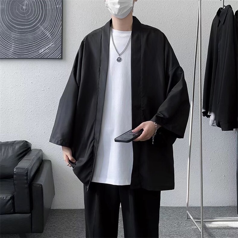 春夏季男装披风开衫衬衣复古风垂感纯色长袖衬衫CS25-P28,男装衬衫,星座1116A-1（原606A）