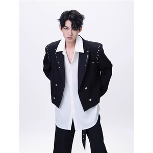 有货。满天星小西服男设计痞帅发型师垫肩西装潮W6922-P65图片