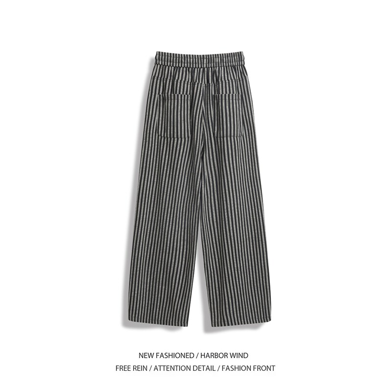 抖音品质秋季新款潮流条纹宽松阔腿休闲裤B315-K25619-特p40控78,男装休闲裤,电商B315