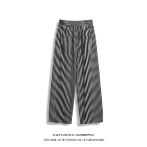 抖音品质秋季新款潮流条纹宽松阔腿休闲裤B315-K25619-特p40控78图片