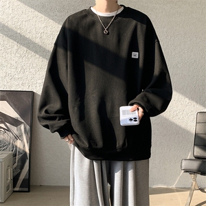 5XL-M 华夫格美式大码卫衣男秋季笑脸贴标上衣潮牌ins外套WY06P35图片