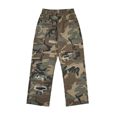 2025春夏破洞贴布绣花迷彩工装裤男直筒伞兵多口袋长裤子潮牌，男装牛仔裤，星座301D-3