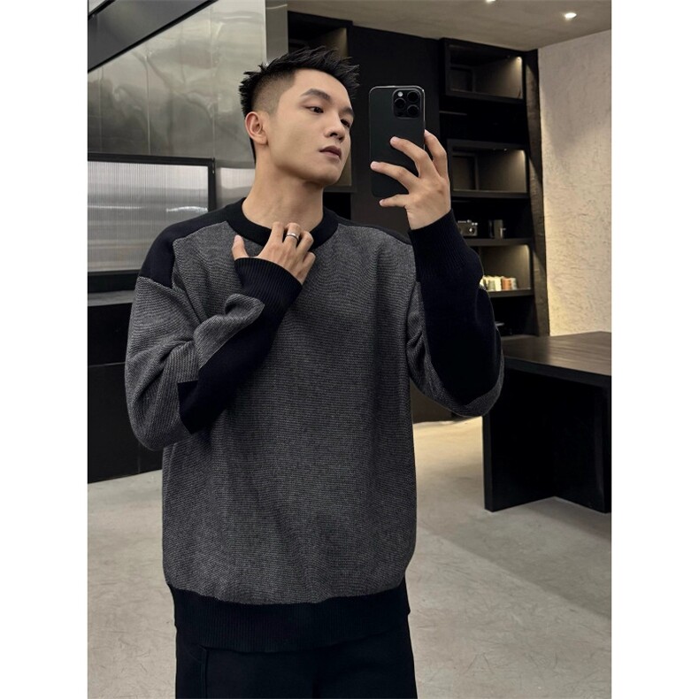 撞色拼接保暖毛衣男高级感加厚针织衫MY0919-P60,男装针织衫/毛衣,星座308B-2