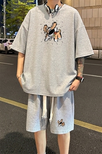 套装！ 华夫格套装短袖T恤短裤男 TZ229-特P 38图片
