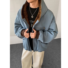 连帽牛仔棉服加绒加厚棉衣外套羊羔毛棉袄MY1034特P145，男装棉衣，星座908-1