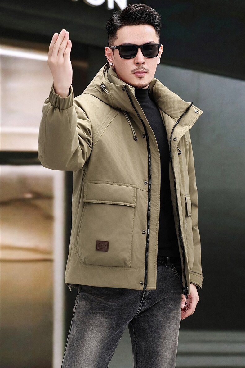 主推新款冬季连帽90绒子白鸭绒羽绒服外套中年男装加厚羽绒服夹克,男装夹克,钱塘723