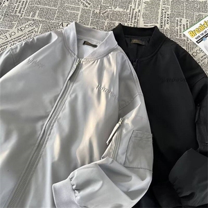 1506-1/JAA281/P55美式教练夹克立领冲锋衣男休闲宽松拉外套图片