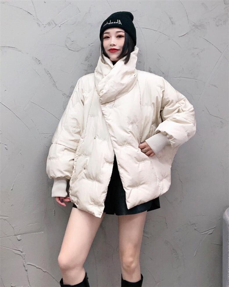SGH2095欧范围脖领刺绣印花小众百搭百分百羽绒外套,女装,L·H·X