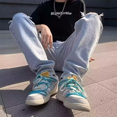 欧美高街破洞牛仔裤黑色夏季显瘦复古hiphop乞丐裤男PN300-P38，男装牛仔裤，星座1001-1