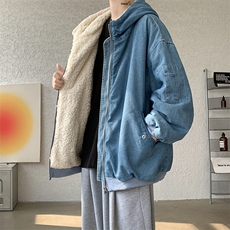控价158牛仔棉衣男大码加绒羊羔绒牛仔棉服男棉袄NM53378-P140，男装棉衣，电商A040