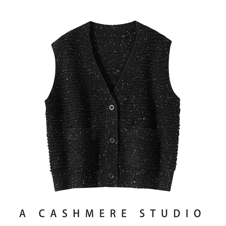 百搭显瘦气质秋冬季新款内搭外穿彩点马甲坎肩，女装马甲，启东羊绒