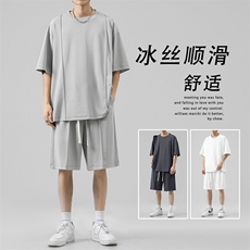 短袖短裤休闲套装冰氧速干休闲百搭款时尚一整套TZ50特批65，男装休闲套装，星座718