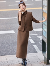 小香风气质马甲半身裙套装女2025秋季新款修身显瘦洋气减龄三件套，女装套装/套裙，沁沁公主