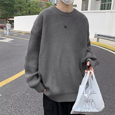 流行潮休闲常规冬季圆领韩系慵懒风纯色毛衣男港风宽松长袖M09，男装针织衫/毛衣，星座506