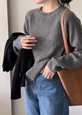 时尚百搭宽松羊毛衫舒适保暖显瘦上衣，女装羊毛衫，恩泰羊绒