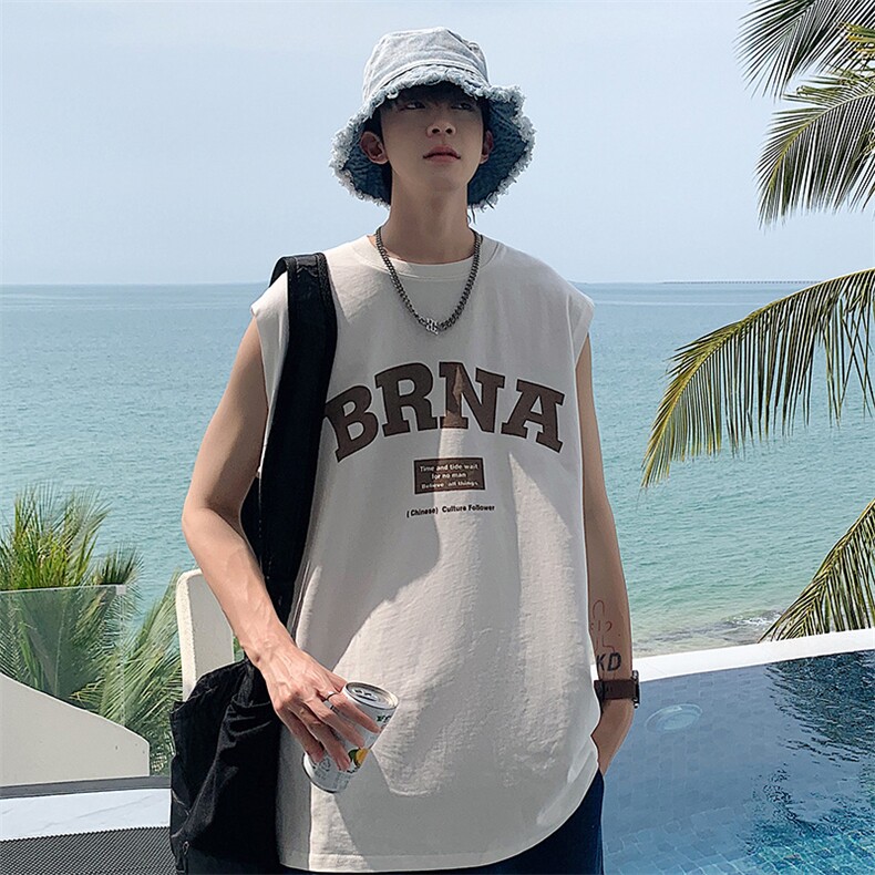 夏季港风t恤男宽松大码纯棉运动背心坎肩潮牌无袖BX009P25,男装背心/马甲,星座1204-3