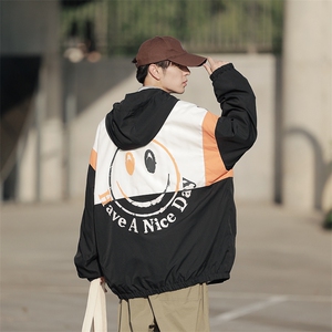 city boy街拍大口袋工装机能套头笑脸连帽夹克卫衣XWY221-P65控88图片