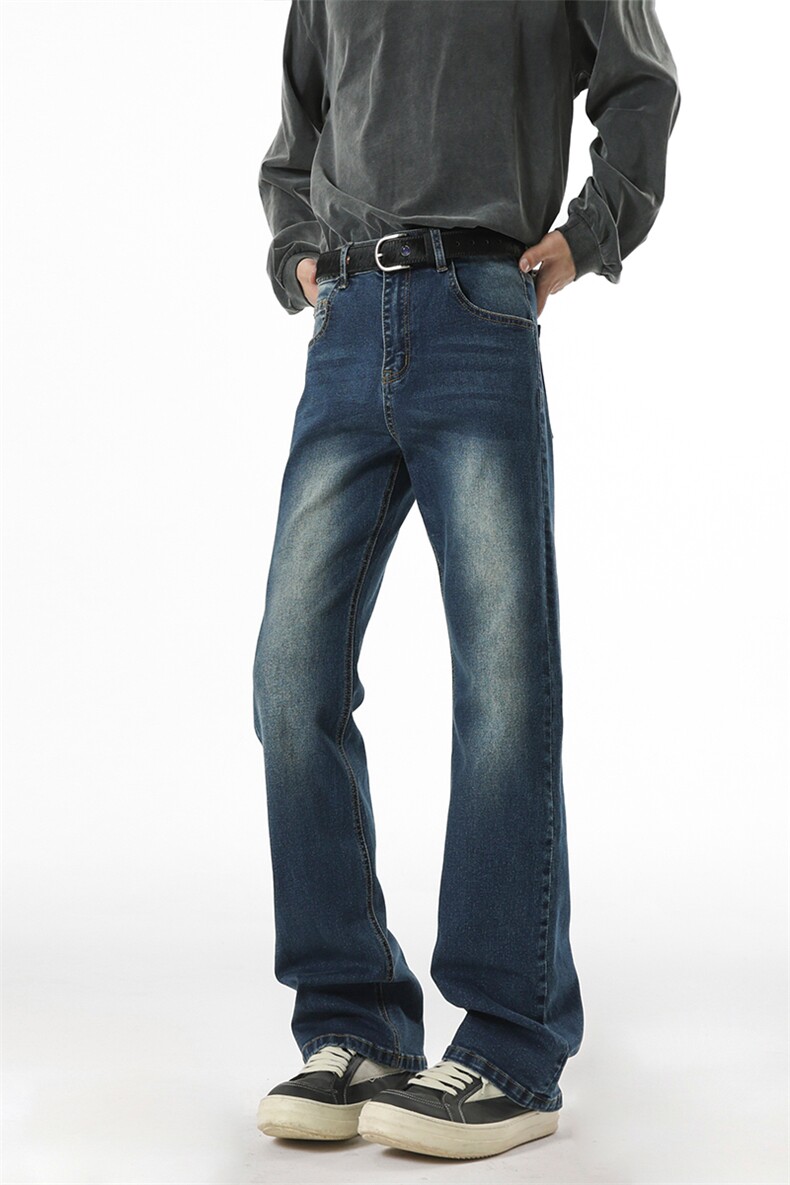 611-DW909-P6078深蓝色微喇直筒修身弹力牛仔裤(大量现货),男装牛仔裤,星座611
