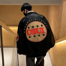 美拉德穿搭复古刺绣皮衣PU皮外套男女同款秋冬季2023宽松W6703，男装夹克，星座1116A-1（原606A）