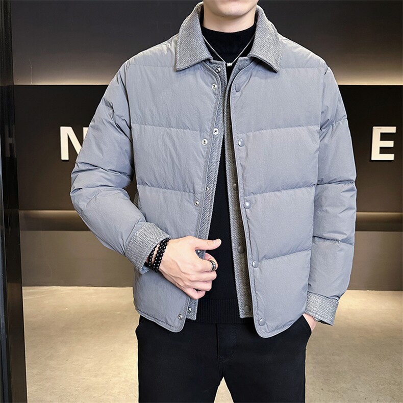 90新标假两件白鸭绒加厚保暖简约休闲羽绒服外套75511-P290,男装羽绒服,电商A413