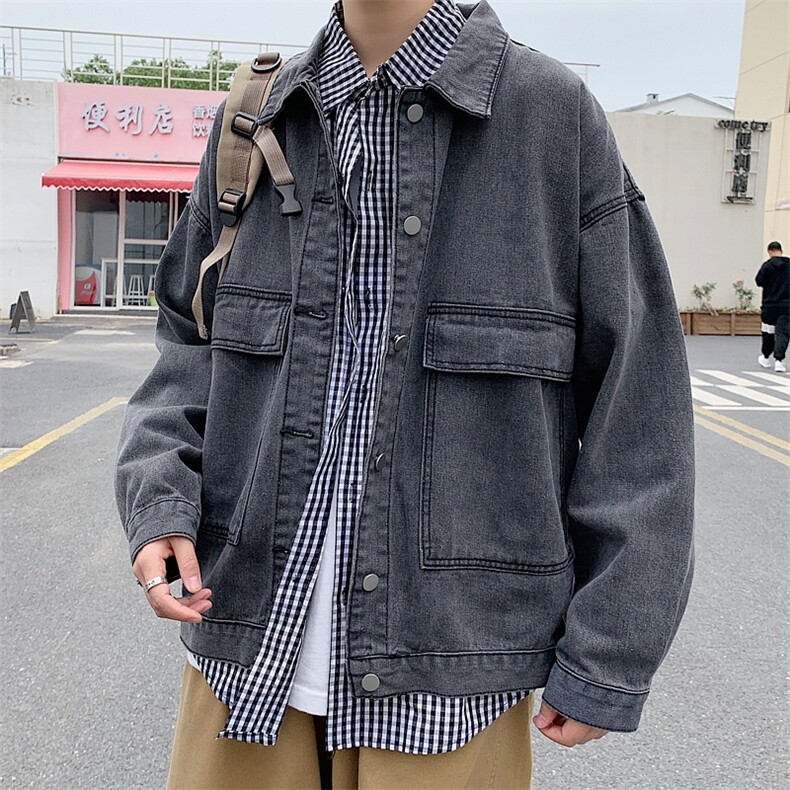 牛仔外套男秋新款韩版宽松港风夹克牛仔衣休闲百搭insW1134-P50,男装棉衣,星座512-2