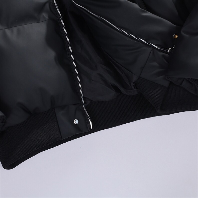 现货5W件冬季三防重磅硬挺boxy短款羽绒立领PU皮棉衣外套加厚棉服,男装棉衣,电商A486
