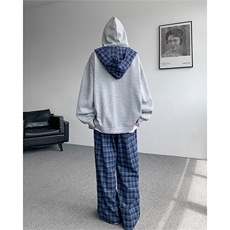 小众两连帽撞色大码卫衣套装T797特P65K797特P42TZ797特P107，男装休闲套装，电商A059