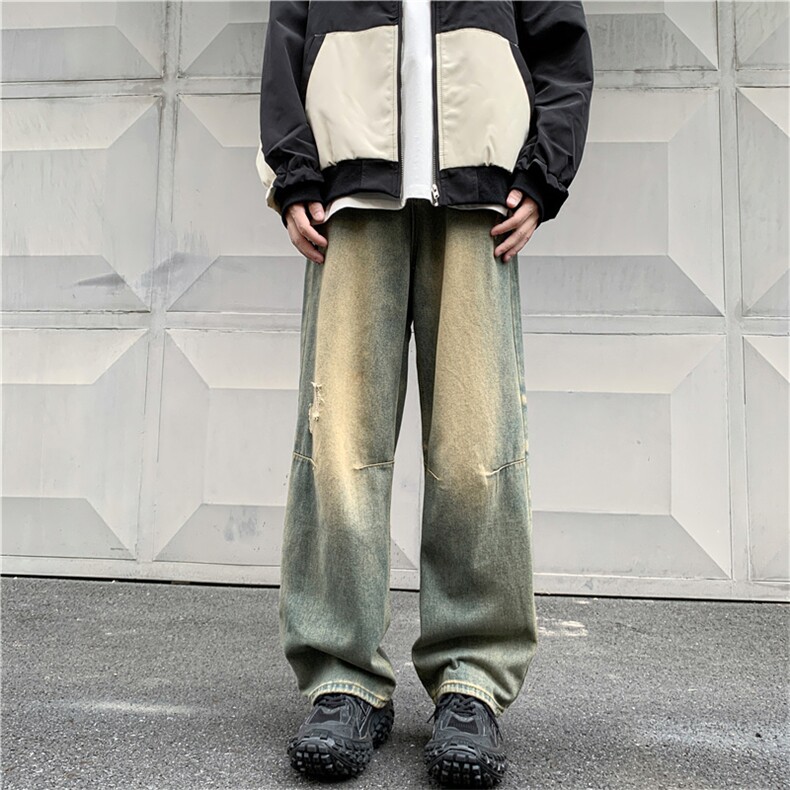 牛仔裤男士宽松直筒裤ins潮流百搭休闲高街长裤子N23-P43,男装牛仔裤,星座308B-2