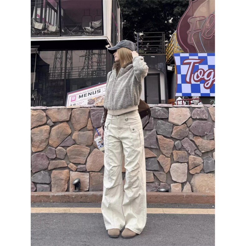褶皱工装牛仔裤男直筒宽松水洗复古美式高街裤子潮流百搭休闲长裤,男装牛仔裤,四季星座505