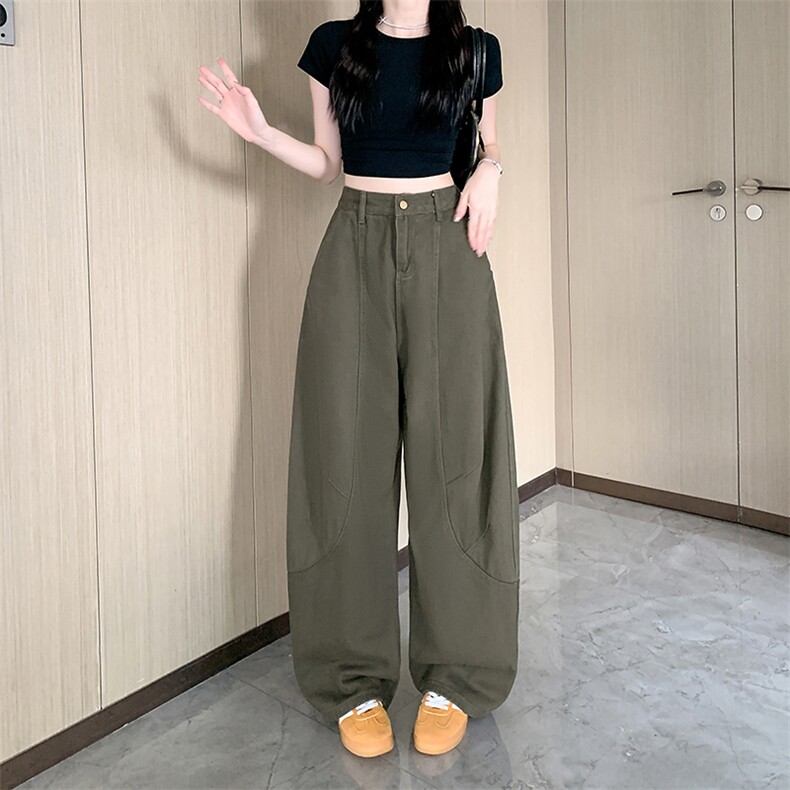 AK2323-P60复古阔腿工装牛仔裤夏季新款廓形显瘦弯刀裤子，女装休闲裤，星座617A-2