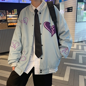 春秋刺绣棒球服男ins潮牌宽松港风外套J225P65图片