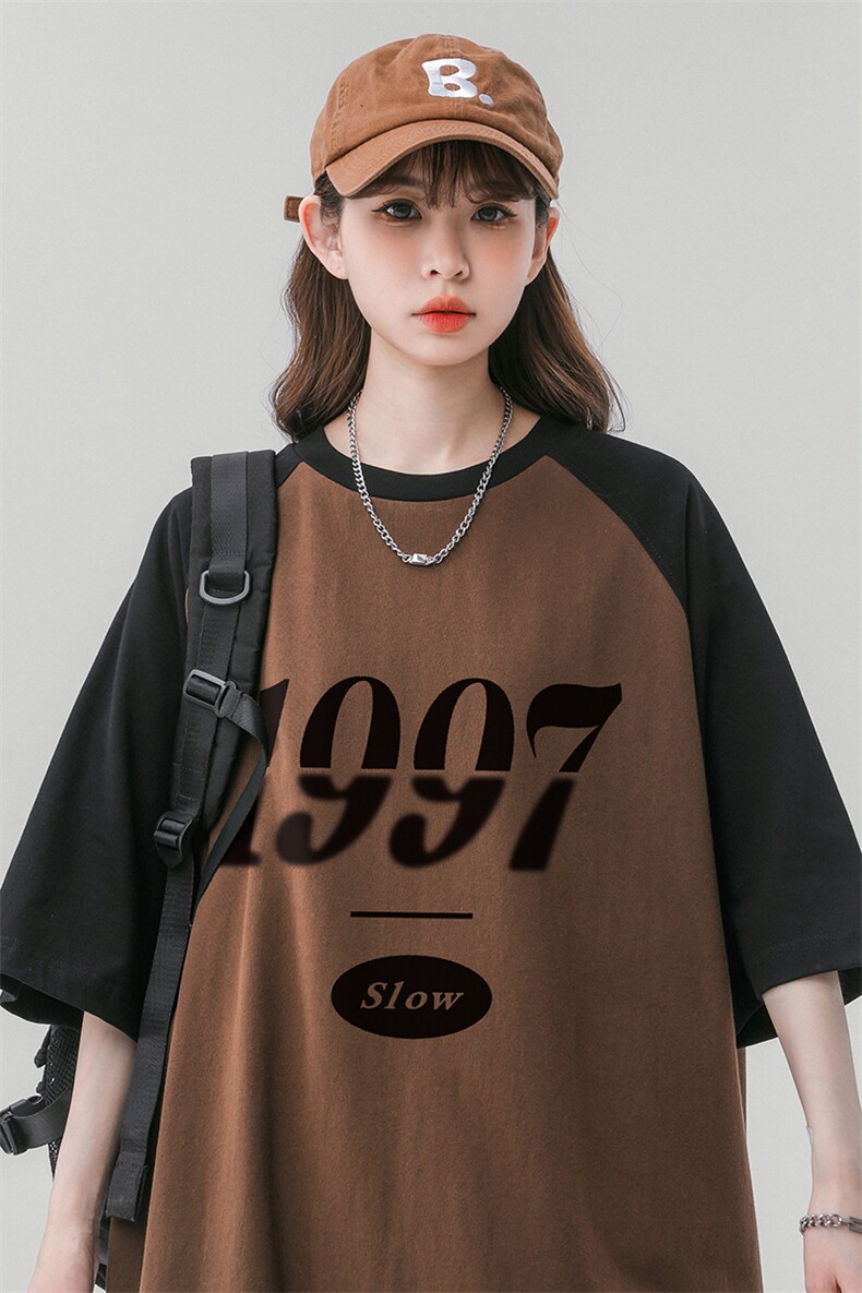 中性风23新款夏季时尚百搭宽松圆领字母印花短袖T恤DT457P40控58,男装T恤,A247A