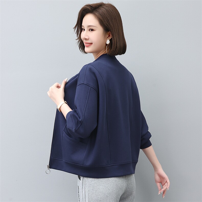 2022年秋季新款短外套女士短款韩版宽松显瘦棒球服女拉链开衫,女装短外套,忆绮罗