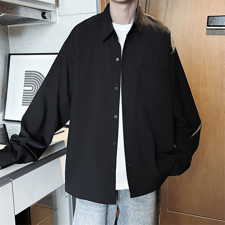 春夏季纯色长袖衬衫男休闲大码衬衣上衣CS602特P30，男装衬衫，电商C323