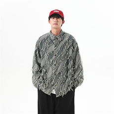 欧美街头高街猫须毛边破坏做旧重工牛仔夹克薄外套男秋JK1082-P70，男装夹克，星座1103-3