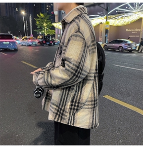 男士大码休闲格子毛呢衬衫加厚男士外dsa012jk100p100图片