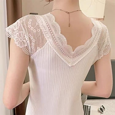 白色蕾丝内搭吊带背心女打底衫2025新款洋气时髦性感V领无袖上衣，女装背心吊带，暖姿羊绒