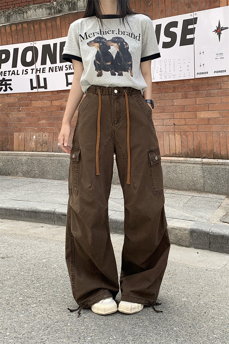 美式hiphop工装裤男女2026春夏宽松阔腿拖地裤休闲长裤YD9002-P75,男装牛仔裤,星座509