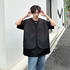 假两件马甲潮男T恤A071-C84-P45，男装T恤，电商A071