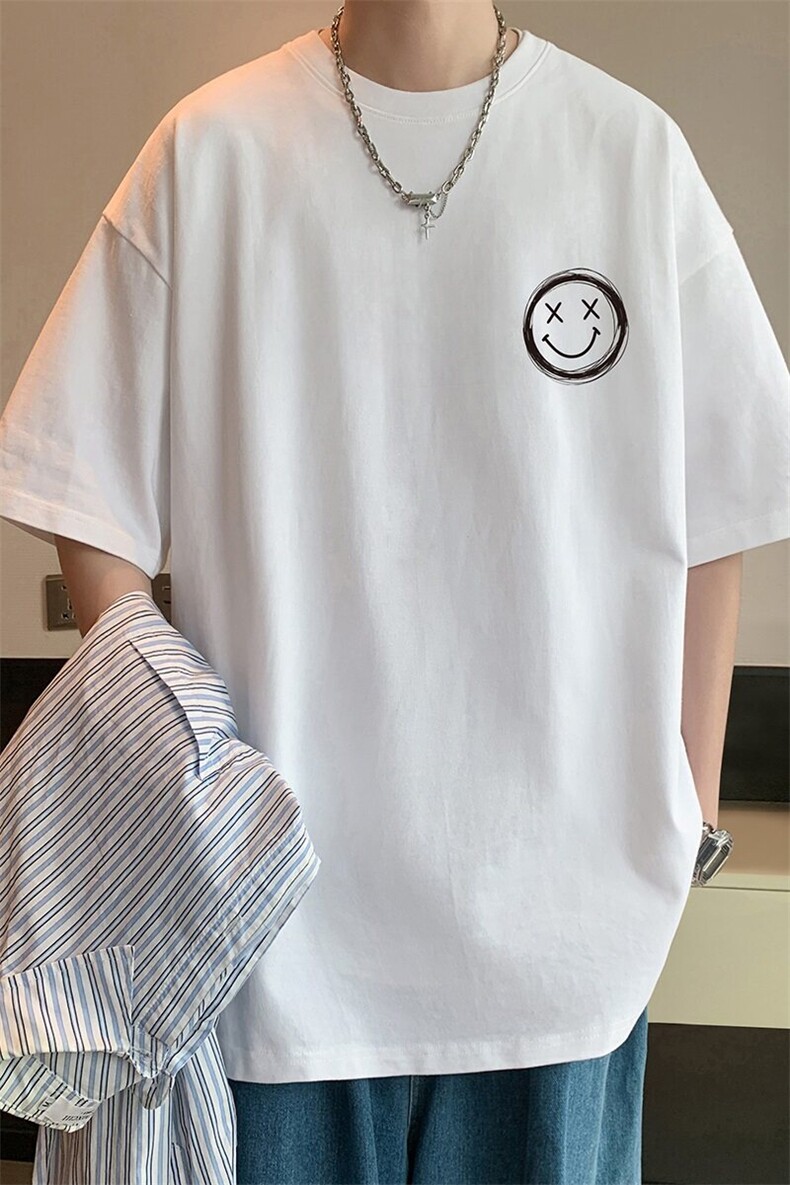 T596大码宽松纯棉运动圆领体恤衫oversize短袖T恤男重磅T,男装T恤,星座304A-1