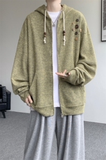 美式复古设计感针织连帽外套男女小众慵懒卫衣开衫潮牌WY21P78，男装卫衣，电商D206-1