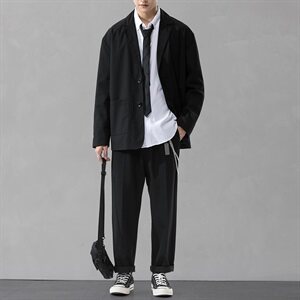 ins学院风套装男潮牌宽松韩版潮流休闲西装搭配三件套DF148T图片